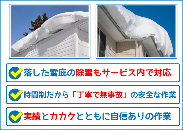 便利屋 札幌快生堂の雪庇落としサービスは、丁寧で無事故。実績と価格とともに自身ありの作業